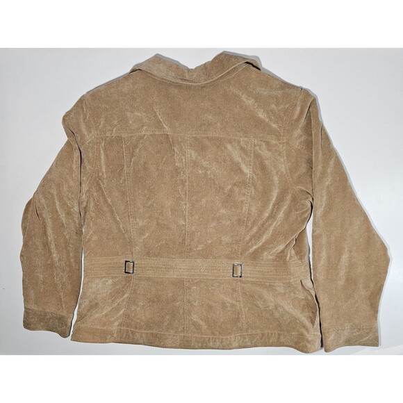 CJ Banks Beige Tan Corduroy Zip-Up Jacket Plus Size XL Lined Pockets BucklesC145 - Picture 3 of 5